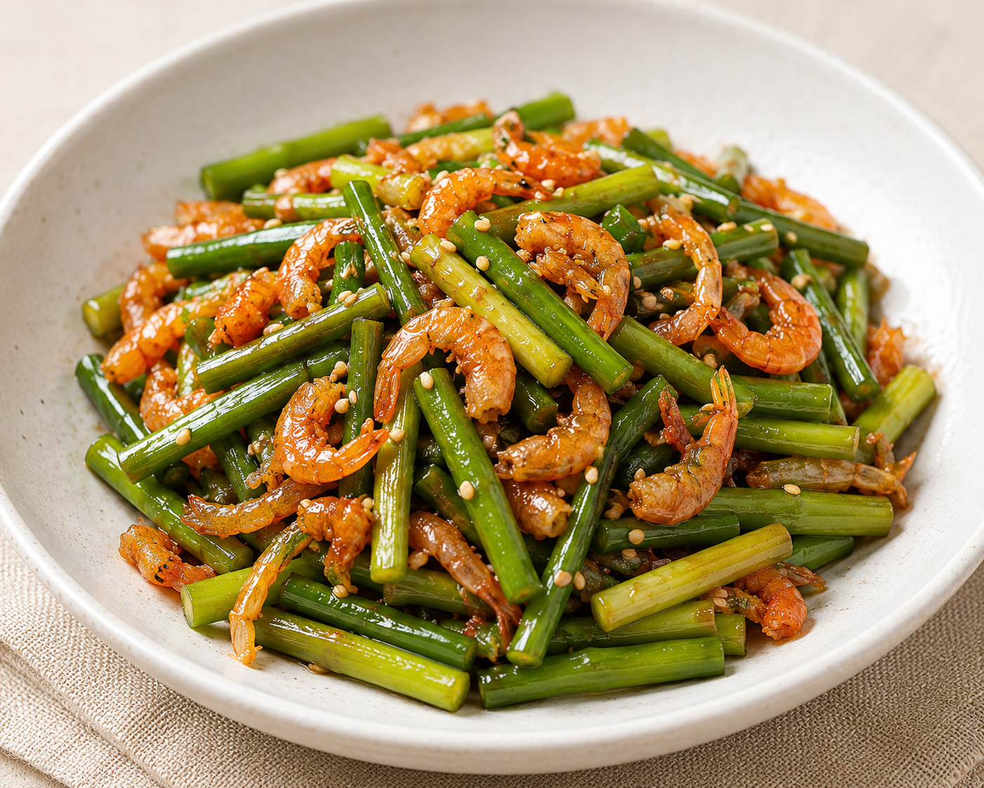 건새우 마늘쫑볶음(Stir-fried Garlic Scapes with Dried Shrimp)