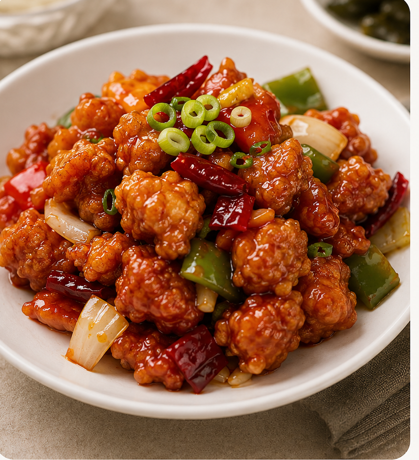 깐풍기 (Kkanpung Chicken (Korean Style Sweet & Spicy Fried Chicken)